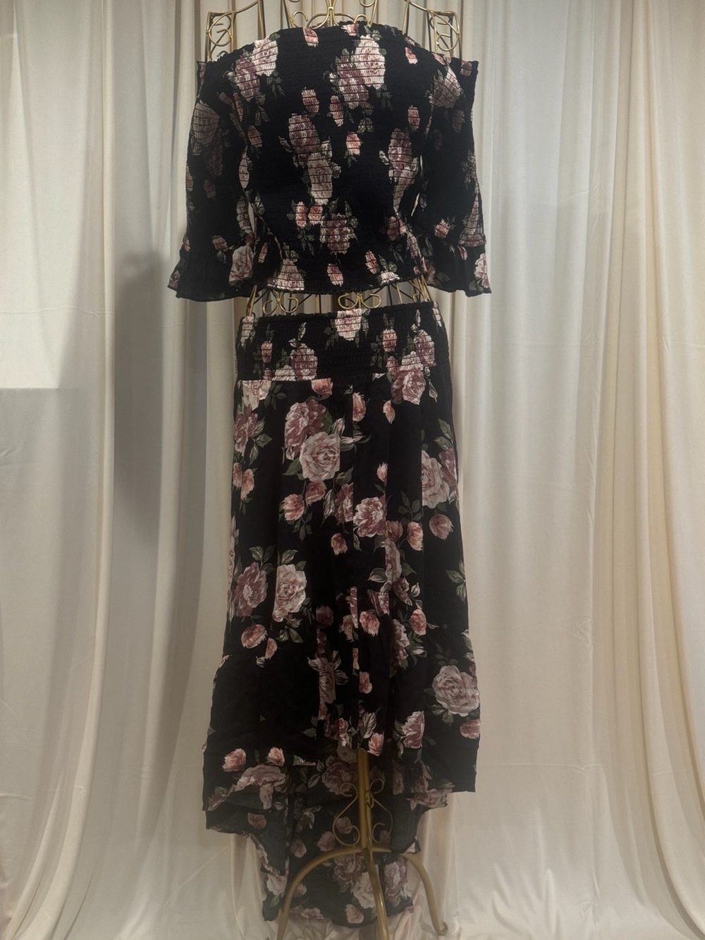 floral crop top and maxi skirt set ~ NWOT ~ XL